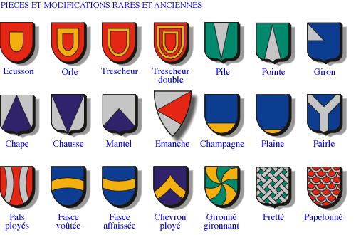 pieces heraldiques et modifications rares des armoiries medievales