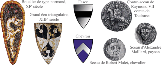 bouclier, ecu, pieces heraldiques et sceaux armoriés
